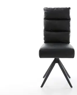 Jedálenské stoličky DELIFE Jedálenská stolička Pela-Flex pravá koža čierna krížová podstava hranatá čierna vrecková pružina