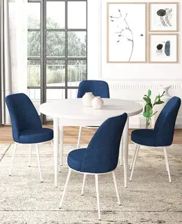 Jedálenské sety Dining Table & Chairs Set (5 Pieces) Tor - White, Navy Blue