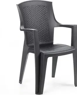Záhradné plastové kreslá Plastová stolička Eden antracit