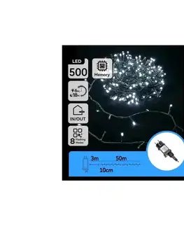 LED osvetlenie  B.V.  - LED vonkajší reťaz 500×LED/8 funkcií 53 m IP44 studená biela B10303ABNE