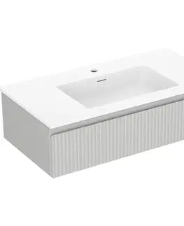 Kúpeľňový nábytok MEXEN/S - Rivel kúpeľňová skrinka 90 cm s umývadlom Otis, 1 šuplík, reliéf, šedá mat/biela mat 91A20-09023-1-BF62-W18M01