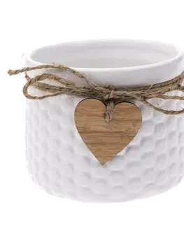 Kvetináče a truhlíky Keramický obal na kvetináč Heart, biela, 11 x 8,8 x 8 cm