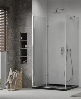 Vane MEXEN/S - Lima sprchový kút zalamovacie dvere 120 x 90, transparent, chróm + Flat čierna vanička so sifónom 856-120-090-01-00-4070