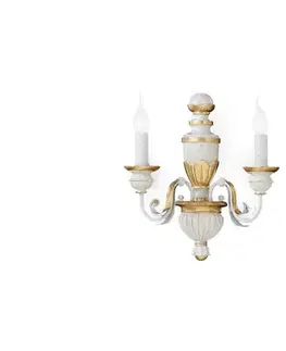 Svietidlá Ideal Lux - Nástenná lampa FIRENZE 2xE14/40W/230V biela/zlatá 012902