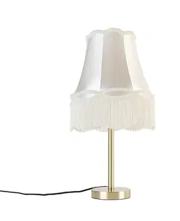 Stolné lampy Klasická stolná lampa mosadz s tienidlom Granny krémová 30 cm - Simplo