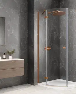 Sprchové dvere POLYSAN - GLOBE COPPER MATT štvrťkruhová sprchová zástena 1000x1000, číre sklo, ľavá GB2610LPG