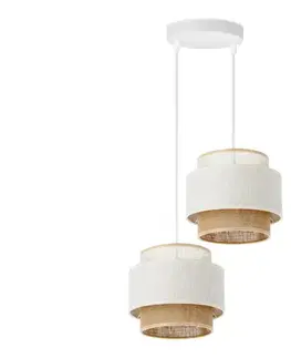 Svietidlá  Luster na lane BOHO 2xE27/60W/230V biela/juta H0180