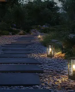 Stojacie lampy Záhradná lampa CISSUS – čierna kovová stojaca lampa E27 IP54 – moderné vonkajšie osvetlenie