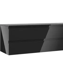 Kúpeľňový nábytok MEXEN/S - Orio kúpeľňová skrinka pod umývadlo 140 cm s doskou, 2 zásuvky, čierna lesk 91A10-14047-2-BFFC70