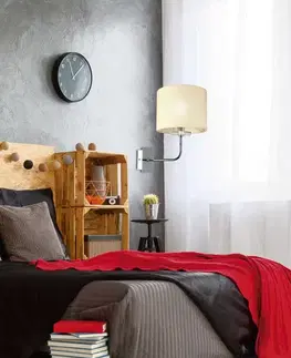 Nástenné svetlá Chrómová nástenná lampa, tkané tienidlo, E14, 40W, žiarovka Estera