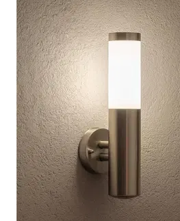 Záhradné lampy BRILAGI - Vonkajšie nástenné svietidlo ELIA 1xE27/20W/230V IP44 matný chróm GD-EL0039-91