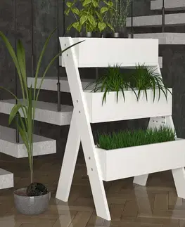 Záhradné stoly GARDEN stojan na kvety, biela