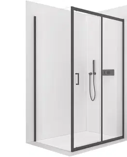 Sprchovacie kúty CERANO - Sprchovací kút Orlano L/P - 5 mm - čierna matná, transparentné sklo - 80x70x195 - posuvný CER-DY505B-90173