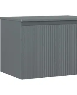 Kúpeľňový nábytok MEXEN/S - Rivel kúpeľňová skrinka pod umývadlo 70 cm s doskou, 1 šuplík, reliéf, grafit mat 91A20-07047-1-BFC66