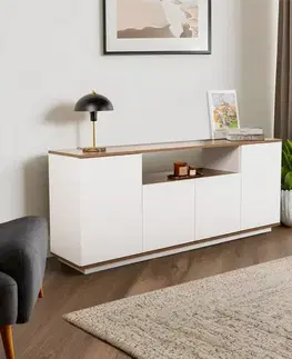 Komody Konzolový stolík Arista - White, Walnut
