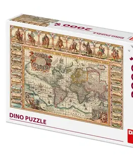 2000 dielikov Dino Toys Puzzle Historická mapa sveta 2000 Dino
