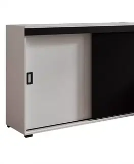 Komody do spálne Komoda Retro 120 Biely/Čierna + Rukoväte Biely I Čierna