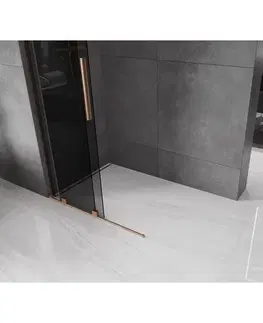 Sprchové dvere MEXEN/S - Velar L Sprchová zástena posuvná Walk-in 90 x 200, grafit 8 mm, meď kartáčovaná 871-090-003-43-65