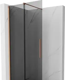 Sprchové dvere MEXEN/S - Velar Sprchová zástena posuvná Walk-in 75 x 200, grafit 8 mm, meď kartáčovaná 871-075-000-43-65