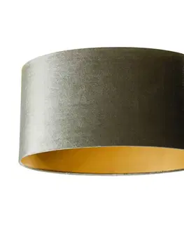 Tienidlo na lampu Zamatový tienidlo zelené so zlatým vnútorným oválnym 50/33/25