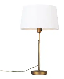Stolné lampy Stolná lampa bronzová s tienidlom bielym 35 cm nastaviteľná - Parte
