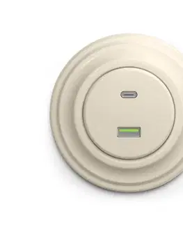 Predlžovacie káble Reblig - Retro USB zásuvka A+C s béžovým rámčekom RG0134+RG0140