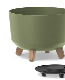 Kvetináče a truhlíky NABBI DGRL300 plastový kvetináč na nožičkách 29 cm zelená