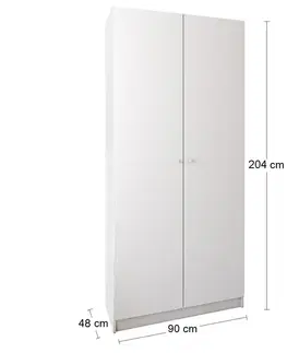 Šatníkové skrine NABBI Preveza dvojdverová šatníková skriňa biela