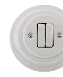 Predlžovacie káble Reblig - Porcelánový retro dvojitý vypínač s rámčekom č. 5 biely RG210Q-W
