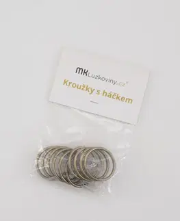 Záclony MKLozkoviny.sk Oceľové krúžky na záves s háčikmi - staré zlato 10 ks