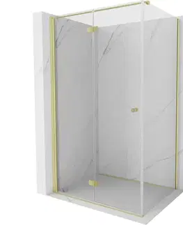 Sprchovacie kúty MEXEN/S - Mist-F sprchovací kút skladacie dvere ľavá 75 x 110, transparent, zlato kefovaná 8A6T-075-110-55-00-L