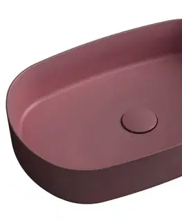 Umývadlá ISVEA - INFINITY OVAL keramické umývadlo na dosku, 55x36cm, matná maroon Red 10NF65055-2R
