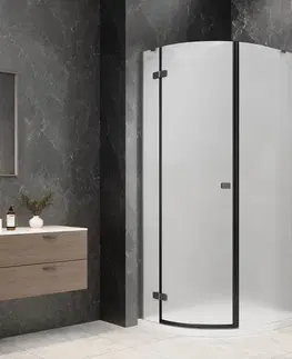 Sprchové dvere POLYSAN - GLOBE GUN METAL štvrťkruhová sprchová zástena 800x900, matné sklo, ľavá GB2890MLGM
