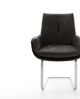 Jedálenské stoličky DELIFE Jedálenská stolička Clea-Flex mikrovlákno antracitová vintage jedálenská stolička plochý nerezová oceľ