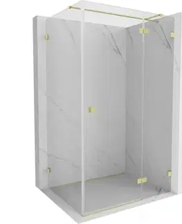 Sprchovacie kúty MEXEN/S - Lunar T sprchovací kút dvere krídlové pravá 140 x 120, transparent, zlato kartáčovaná 834T-140-120-55-00-P