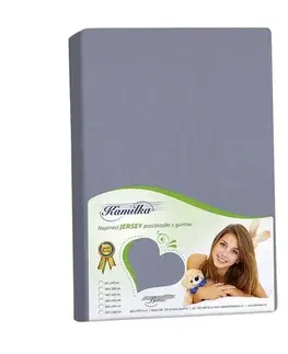Plachty Bellatex Jersey prestieradlo na vysoký matrac Kamilka tmavosivá, 90 x 200 cm