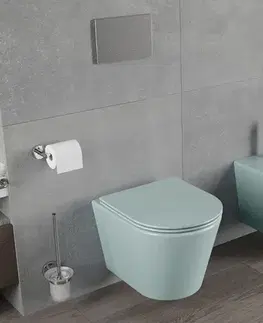 Záchody MEXEN - Rico Závesná WC misa Rimless vrátane sedátka s slow, Duroplast, svetlo zelená mat 30724048