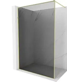 Sprchové dvere MEXEN/S - Kyoto-F Sprchová zástena WALK-IN s rámom 70 x 202, grafit 8 mm, zlato kefovaná 800-070-104-55-40