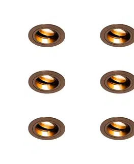Zapustené svietidlá Sada 6 zapustených bodových svetiel tmavý bronz okrúhle nastaviteľné - Chuck