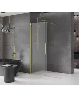Sprchové dvere MEXEN/S - Velar Sprchová zástena posuvná Walk-in 150 x 200, dekor 8 mm, zlato kefovaná 871-150-000-33-55