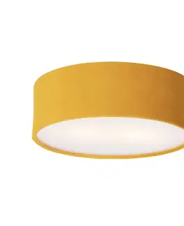 Stropné osvetlenie Moderné stropné svietidlo žlté so zlatým vnútrom 30 cm - Drum