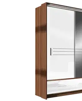 Šatníkové skrine HOLAND šatníková skriňa so zrkadlom 250L biely lesk