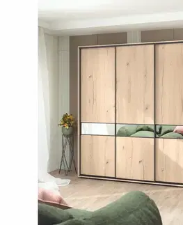 Šatníkové skrine ANA posuvná šatníková skriňa 3D, dub raya