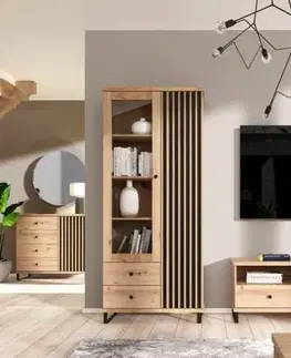 Obývacie steny CAROLYN obývacia zostava na nožičkách, dub artisan