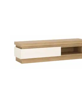 TV stolíky KONDELA Leonardo LYOF 2 tv stolík s osvetlením dub riviera / biela