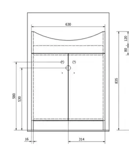 Kúpeľňový nábytok AQUALINE - SIMPLEX ECO 65 umývadlová skrinka vrátane umývadla 63x83,5x30,7cm SIME650