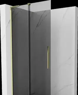 Sprchové dvere MEXEN/S - Velar L Sprchová zástena posuvná Walk-in 110 x 200, grafit 8 mm, zlato 871-110-003-43-50