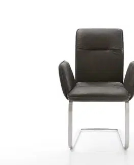 Jedálenské stoličky DELIFE Jedálenská stolička Vinja-Flex mikrovlákno antracitová vintage jedálenská stolička plochá nerezová oceľ