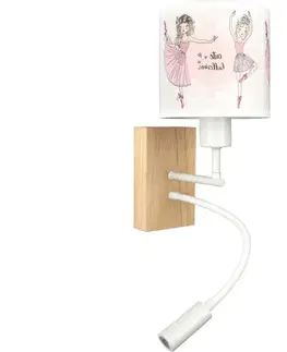 Svietidlá BRILAGI - flexibilná LED lampa BOBO WOOD 1xE27/25W/230V + LED/3W dub/biela/ružová/bal. BG1565+BG5591