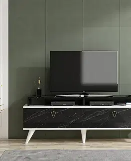 TV stolíky UGANDA TV stolík na nožičkách, čierna / biela